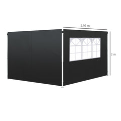 Outsunny 3m Gazebo Exchangeable Side Panels Wall-Black