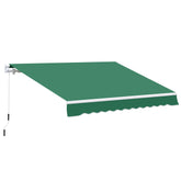 Outsunny Waterproof Manual Retractable Awning, Garden Patio Sun Shade Shelter, 4m x 3m, Durable, Green | Aosom UK
