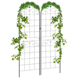Outsunny Metal Trellis Set of 2, Garden Trellis for Climbing Plants Support Frames, Floral Design | Aosom UK