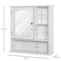 Kozy Bathroom Cabinet, Wall Mount Storage Organizer with Mirror, Adjustable Shelf for Bathroom, Kitchen, Bedroom, White