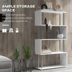 HOMCOM Wooden S Shape Bookcase Bookshelf Dividers Storage Display Unit White | Aosom UK