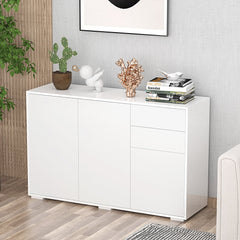 HOMCOM High Gloss Sideboard, Side Cabinet, Push-Open Design with 2 Drawer for Living Room, Bedroom, White | Aosom UK