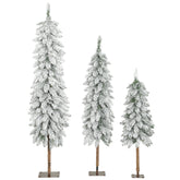 Kozy - Set of 3 Pencil Flocked Christmas Tree, 3ft 4ft 5ft