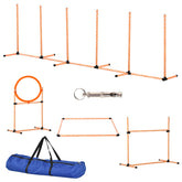 Kozy Dog Agility Equipment Pet Training Set with Adjustable Height Jump Ring Hurdle Whistle Weave Poles Square Pause Box Carry Bag