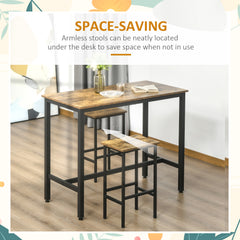 Kozy Industrial Bar Stools, Set of 2 Kitchen Breakfast Bar Chairs with Footrest, Counter Height Island Stools for Dining Area, Home Pub, Rustic Brown