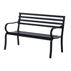 Kozy Stylish 2 Seater Metal Garden Porch Chair Bench Stable Patio Outdoor Park Metal Bench - Black
