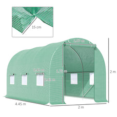 Kozy 4.5m x 2m x 2m Walk-in Tunnel Greenhouse Garden Plant Growing House with Door and Ventilation Window, Green