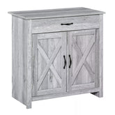 Kozy Farmhouse Barn Door Sideboard Storage Cabinet Coffee Bar for LIVING Room – Grey Grain