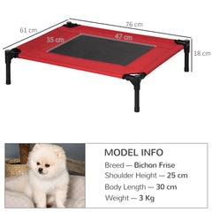 PawHut Elevated Dog Bed, Portable Camping Pet Cot with Metal Frame, for Medium Dogs, Black and Red | Aosom UK
