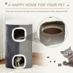 PawHut Sisal Cat Barrel with Soft Plush & Lamb Fleece Grey | Aosom UK
