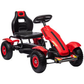 HOMCOM Go Kart for Kids, Pedal Powered Ride On, Adjustable Seat, Pneumatic Tyres, Handbrake, for 5-12 Years, Red | Aosom UK