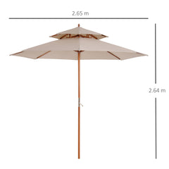 Outsunny Waterproof Parasol: Durable, UV-Shielding, Easy-Open Canopy for Alfresco Lounging, Beige | Aosom UK