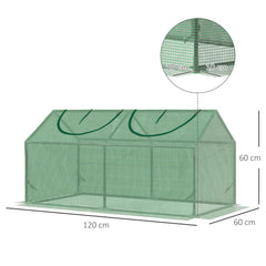 Kozy Mini Greenhouse, Small Plant Grow House for Outdoor with Durable PE Cover, Observation Windows, 120 x 60 x 60 cm, Green