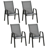 Kozy Set of Four Stackable Mesh Seat Chairs - Dark Grey