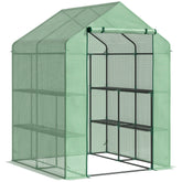 Kozy Walk in Greenhouse with Shelves Steeple Green House for Garden Grow House Removable Cover 143x138x190cm, Green