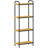 Kozy - 4-Tier Bamboo Bathroom Storage Shelf, Freestanding Narrow Shelving Unit with Slatted Shelves for Kitchen Bathroom Living Room, 41.5 x 21.5 x 106 cm, Natural and Black
