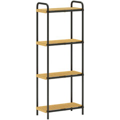 Kozy - 4-Tier Bamboo Bathroom Storage Shelf, Freestanding Narrow Shelving Unit with Slatted Shelves for Kitchen Bathroom Living Room, 41.5 x 21.5 x 106 cm, Natural and Black
