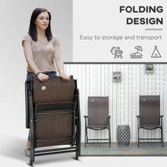 Kozy Set of Two Folding Garden Chairs, with Seven-Position Adjustable Backs - Brown