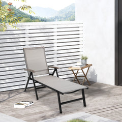 Outsunny Outdoor Folding Sun Lounger, 5-Position Adjustable Chaise Lounge Chair with Aluminium Frame for Patio, Pool and Garden, Brown | Aosom UK