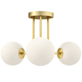 Kozy LED Ceiling Light with Globe Shades, Modern 3-Light Ceiling Light with G9 Sockets for Living Room, Bedroom, Dining Room, Bulbs Not Included, Gold Tone
