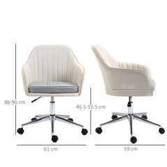 Kozy Home Office Chair Comfortable Computer Desk Chair Swivel Task Chair with Golden Base, Vanity Chair for Teens Adults Bedroom, Beige