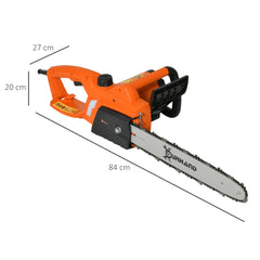 Kozy 2000W Powerful Electric Chainsaw, 16" Aluminium Blade Portable Corded Chain Saw, 7250rpm Chain Saw for Garden Tree Pruning, 13m/s Chain Speed Auto Chain Lubrication to Cut Wood, Orange