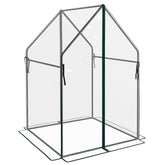 Outsunny Portable Greenhouse: Compact Garden Growhouse with Dual Zipped Doors, Indoor Outdoor Plant Protection, 90 x 90 x 145cm, Clear | Aosom UK
