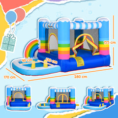 Kozy Kids Bounce Castle Inflatable House with Trampoline Pool Climbing Wall with Inflator Carrybag, 2.8 x 1.7 x 1.55m