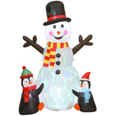 Kozy - 6FT Christmas Inflatables Snowman & Penguins with Built-in LED Lights and Flashing Projector Light, Blow Up Christmas Inflatable Decoration for Indoor Outdoor Decor, Garden
