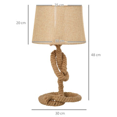 Kozy Nautical Style Table Lamp with Fabric Lampshade Metal Frame Power Switch, 48cm Home Desk Lamp Bedroom Living Room Study E27 Base, Beige