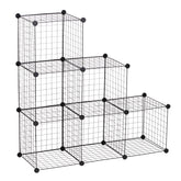 Kozy DIY 6 Cube Metal Wire Rack Interlocking Storage Cabinet Living Room Organiser Display Shelves Black