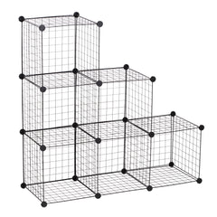 Kozy DIY 6 Cube Metal Wire Rack Interlocking Storage Cabinet Living Room Organiser Display Shelves Black