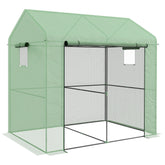 Outsunny Greenhouse, Walk-in Garden Grow House with Roll-up Door and Mesh Windows, 200 x 140 x 200cm, Green | Aosom UK