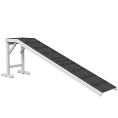 Kozy Pet Ramp for Dogs with Non-Slip Carpet and Top Platform - White & Grey