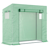 Kozy Small Walk-in Garden Greenhouse with Steel Frame, Large Roll-up Door and Windows, 200Lx76Wx168Hcm, Green