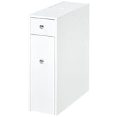 Kozy Bathroom Slim Floor Cabinet Narrow Wooden Storage Home Bath Toilet Cupboard Organiser Unit with Drawers White