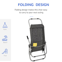 Kozy Set of 2 Outdoor Patio Chaise Recliner Portable Lounge Chairs w/ Rust-Resistant Steel Frame & Adjustable Backrest, Grey