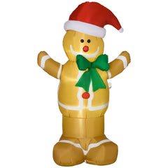 Kozy 6ft Christmas Inflatable Gingerbread Man & Santa Hat Safe Outdoor Decoration w/ Accessories