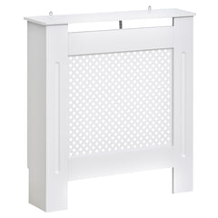 Kozy Wooden Radiator Cover Heating Cabinet Modern Home Furniture Grill Style White Painted (Small)