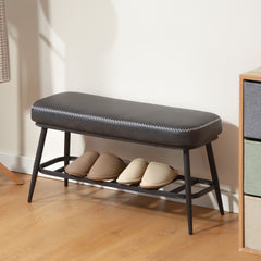 Kozy - PU Leather Shoe Storage Bench - Charcoal Grey