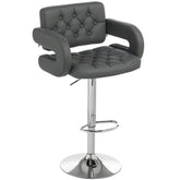 Kozy PU Leather Upholstered Swivel Bar Stool, Height Adjustable with Back, Armrest, Footrest, Grey