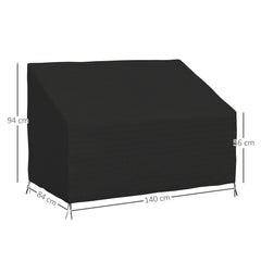 Kozy - 600D Oxford Cloth Furniture Cover, 2 Seater Sofa Protector for Garden Patio, Outdoor, Waterproof, Black, 140L x 84W x 56/94H cm