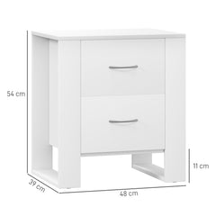 Kozy - Bedside Table Set of 2 with 2 Drawers, Nightstands with Handles and Elevated Base, Side Tables for Bedroom, Living Room, White