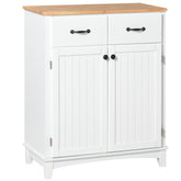 Kozy Modern Kitchen Cupboard, Wooden Storage Cabinet, Tableware Organizer with 2 Drawers for Living & Dining Room, White