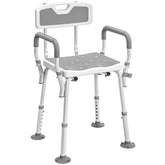 Kozy - EVA Padded Shower Chair for the Elderly and Disabled, Height Adjustable Shower Stool with Back and Arms, 4 Suction Foot Pads, Light Grey