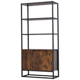 Kozy Industrial Bookshelf, Storage Shelf, Large Bookcase with 3 Open Shelves, Multifunctional Rack for Living Room, Office, Rustic Brown and Black