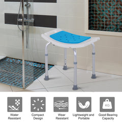 Kozy Shower Chair, Adjustable Height Shower Stool with Aluminium Frame and Non-Slip Feet, Bathtub Stool Seat for Elderly Disabled Handicap, Blue