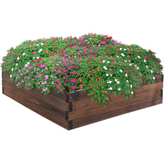Outsunny Raised Garden Bed Planter Box: Wooden Outdoor Patio Planter for Plant, Flower & Vegetable Growing, 80L x 80W x 22.5H cm | Aosom UK