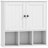 Kozy Farmhouse Bathroom Wall Cabinet, Wall Mounted Medicine Cabinet with Adjustable Shelf, Open Compartments, White