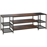 Kozy TV Unit Cabinet for TVs up to 60 Inches, Industrial TV Stand with Storage Shelves for Living Room, Brown and Black